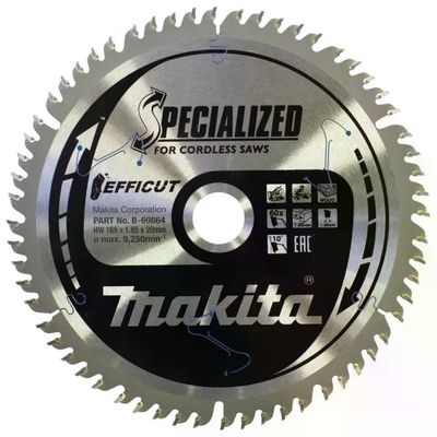 Makita B-69842 Efficut Lama per Sega Circolare 165 mm 20 mm 60 denti spessore corpo 1,35 mm colore Nero