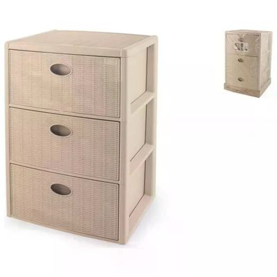 Stefanplast 30470 Elegance Cassettiera 3 Cassetti Effetto Rattan Plastica Colore Cashmere