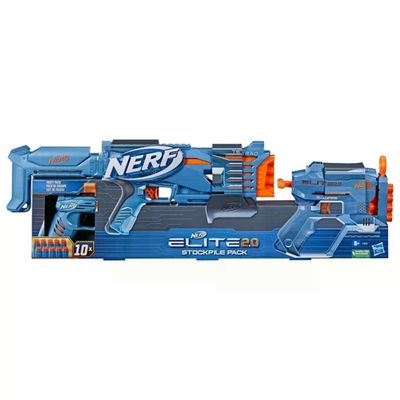 HASBRO Nerf F5031 Elite 2.0 Stockpile Pack Blaster Giocattolo 3 Blaster 10 Dardi colore Blu HASBRO Nerf F5031 Elite 2.0 Stockpile Pack Blaster Giocattolo 3 Blaster 10 Dardi colore Blu