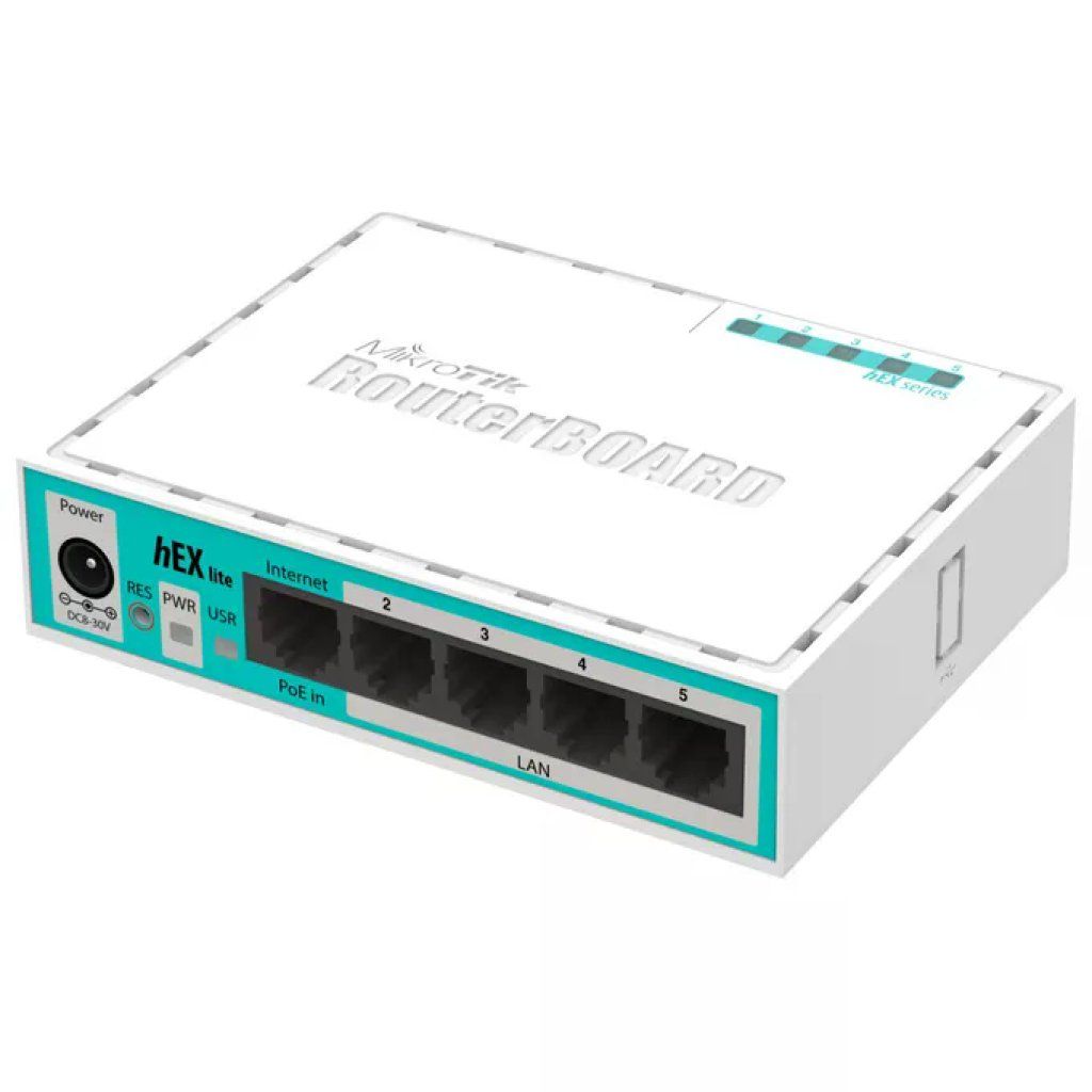 Mikrotik Router Cablato hEX Lite 5 Porte Ethernet Bianco Mikrotik Router Cablato hEX Lite 5 Porte Ethernet Bianco