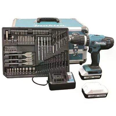 Makita 0088381756310 Trapano Avvitatore a Percussione 18V 2 Batterie 2Ah Valigetta Alluminio con 70