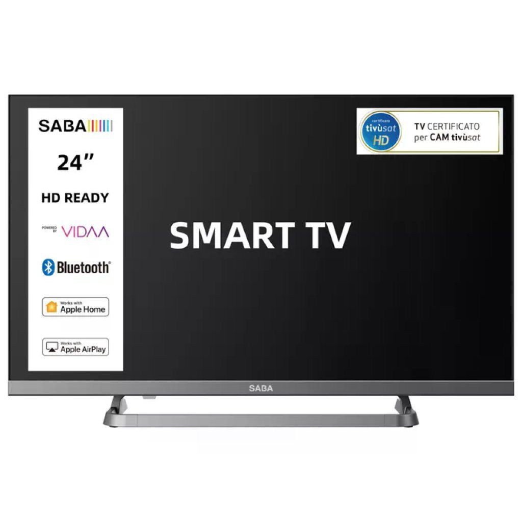 Saba SA24S89VDA Smart Tv Led 24'' Hd Ready Sistema Vidaa Triplo Tuner DVB-T2-C-S2 Grigio