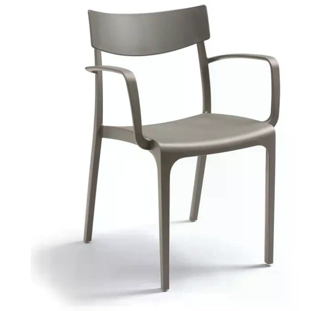 BICA Sedia Impilabile da Giardino in Plastica Grigio Beige con Braccioli