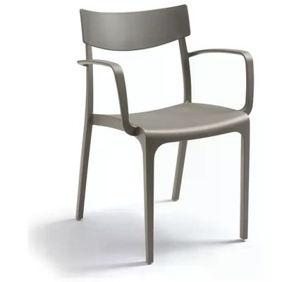 BICA Sedia Impilabile da Giardino in Plastica Grigio Beige con Braccioli
