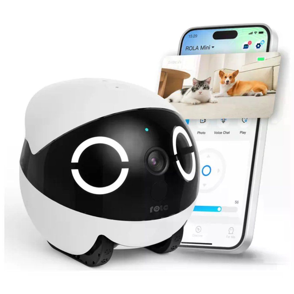 Enabot Rola Mini robot telecamera per animali domestici 2K QHD batteria 5000 mAh audio bidirezionale Wi Enabot Rola Mini robot telecamera per animali domestici 2K QHD batteria 5000 mAh audio bidirezionale Wi