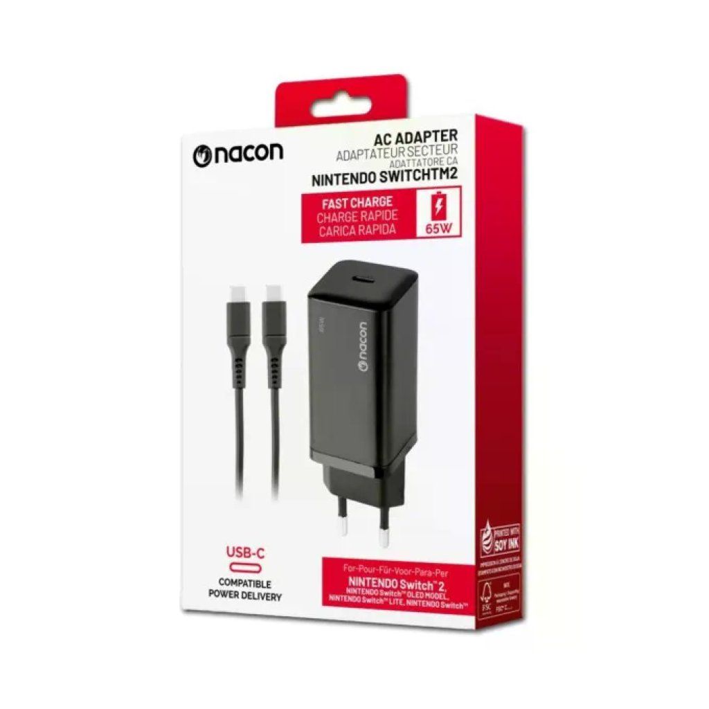 Nacon Adattatore AC 65W per Switch 2 Ricarica Rapida