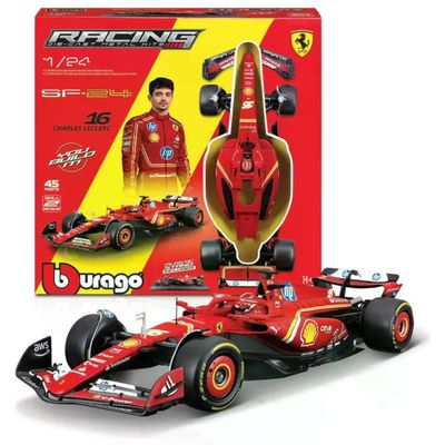 Bburago 18-26856 Kit di Montaggio Ferrari SF-24 16 Charles Leclerc F1 2024 Scala 1:24 45 Pezzi con Casco
