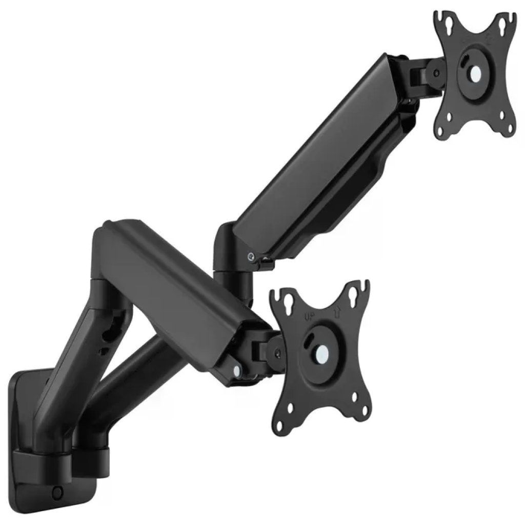Equip 650138 – Staffa da parete per 2 monitor, 17–32", VESA 75x75/100x100 mm, nera