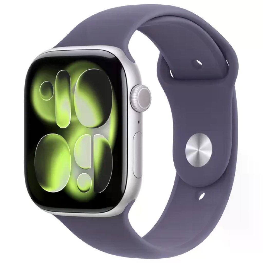 Apple Watch Series 11 GPS 46mm Cassa Alluminio Argento Sport Band Viola Nebbia