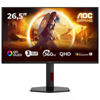 Aoc Monitor Gaming Q27G4SDR QD-OLED 26.5 pollici QHD 360Hz Nero e Rosso