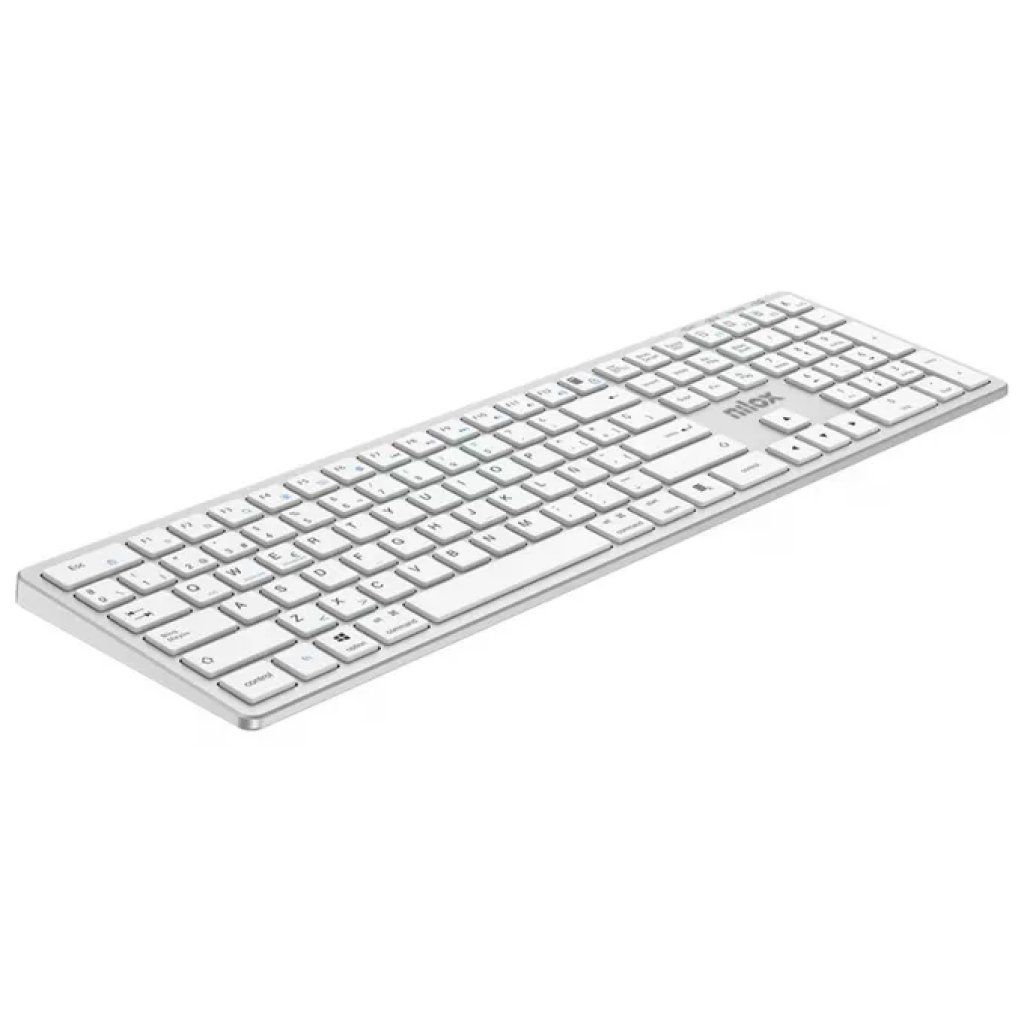 Nilox NXKBWI1S Tastiera in alluminio Dual Wireless e BT Argento