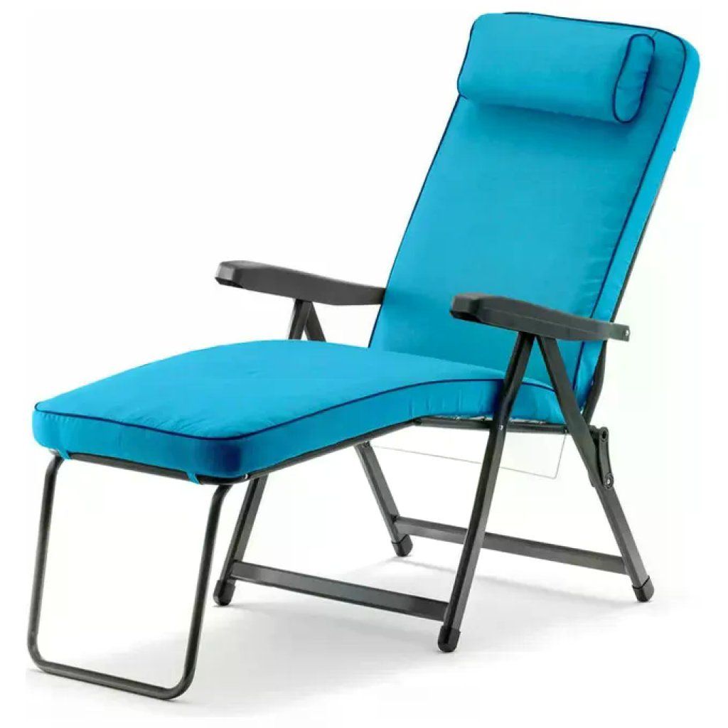Metal F.A.R. 8010486040973 Sedia Sdraio con Poggiapiedi Pieghevole in Ferro e PVC Tortora