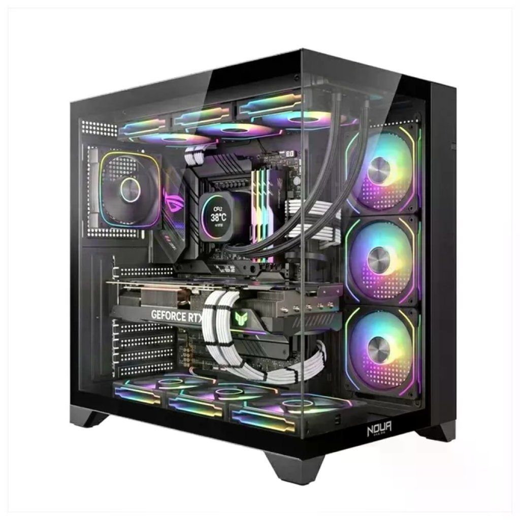 Noua Vision ZK300 case PC gaming mid tower ATX, vetro temperato, 1 ventola ARGB PWM