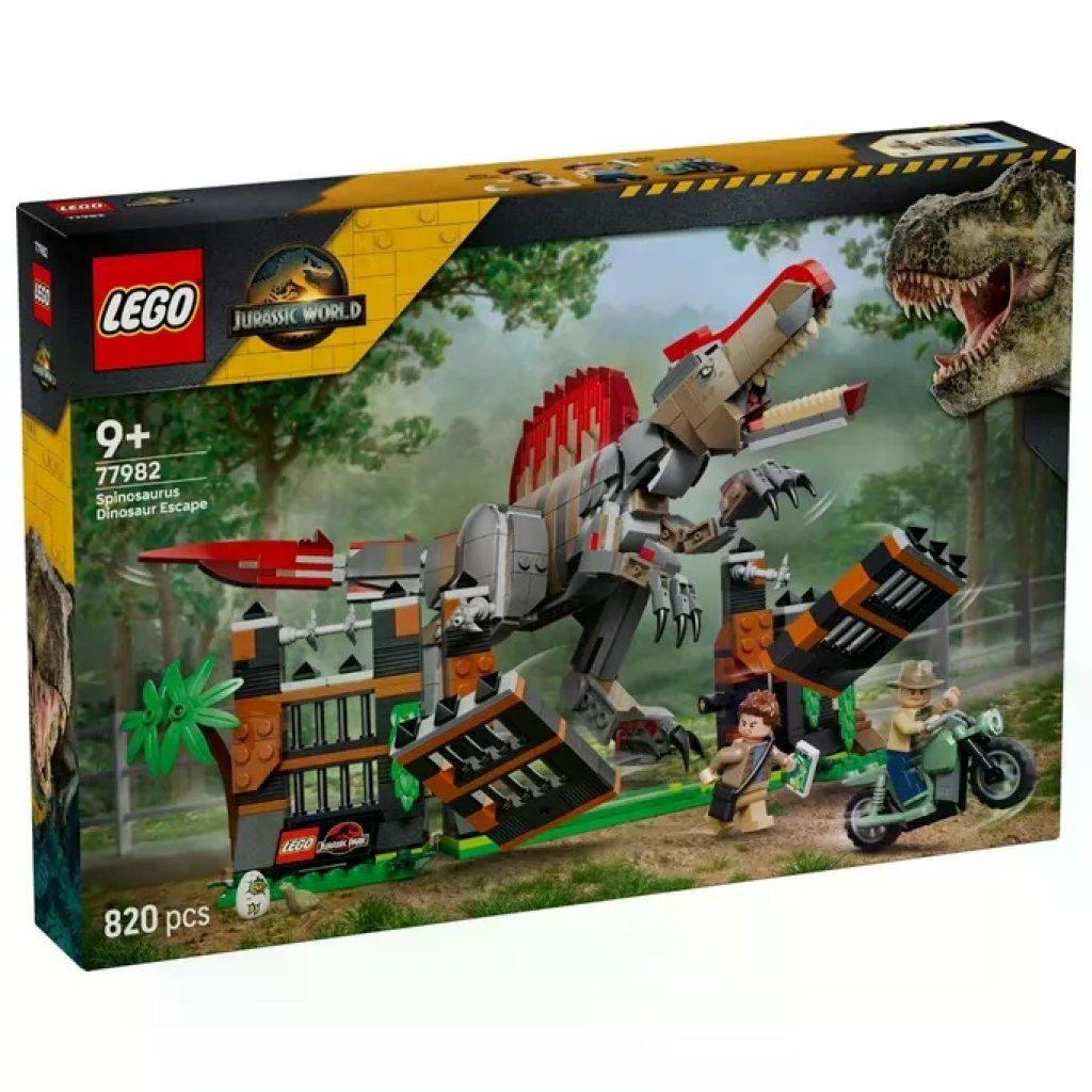 Lego 77982 Fuga dal Dinosauro Spinosauro Set da costruzione 820 pezzi per bambini 9+ colore Multicolore