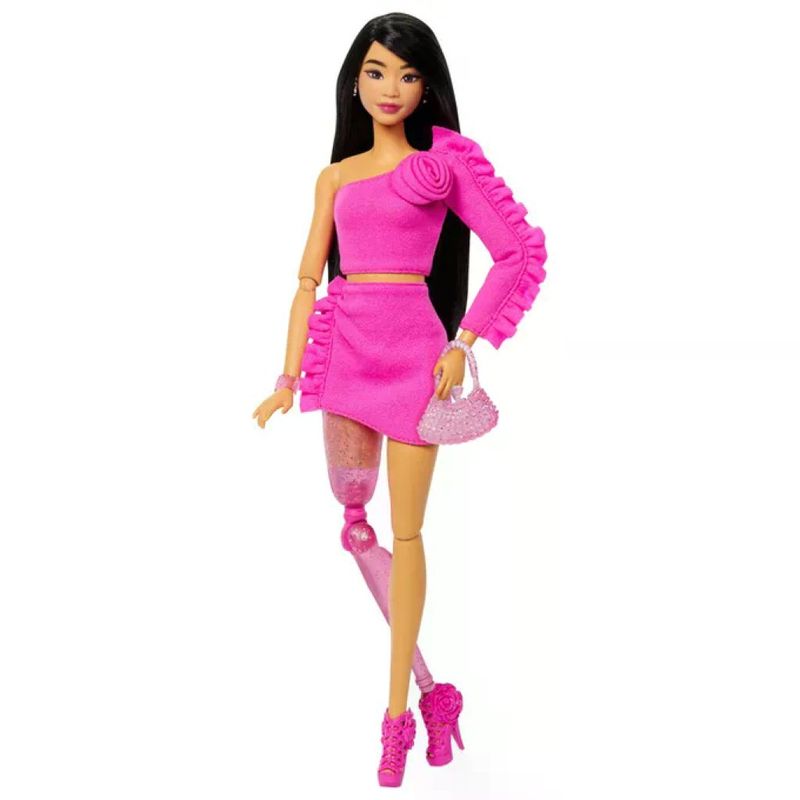 Barbie Bambola Moda Multicolore Con Gamba Protesica Glitterata