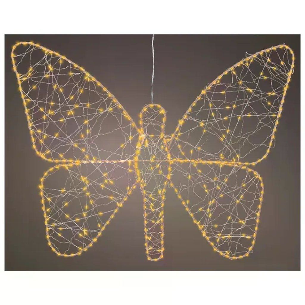 Kaemingk Farfalla Decorativa Illuminata 400 LED Oro Luce Bianco Caldo 43 cm