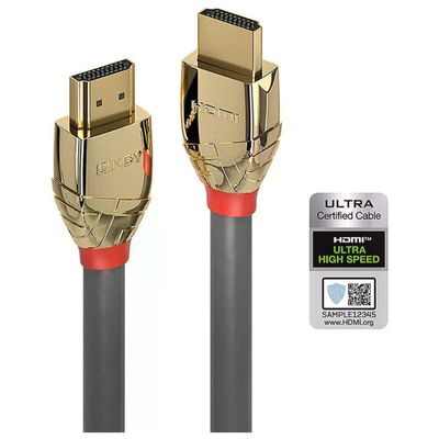 Lindy 37604 Gold Line Cavo HDMI 2.1 Ultra High Speed 48 Gbps 5m 10K 120Hz eARC VRR HDR colore Grigio Lindy 37604 Gold Line Cavo HDMI 2.1 Ultra High Speed 48 Gbps 5m 10K 120Hz eARC VRR HDR colore Grigio