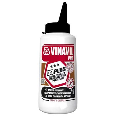 Vinavil colla vinilica Pro D3 Plus per legno, idroresistente classe D3, trasparente, senza formaldeide