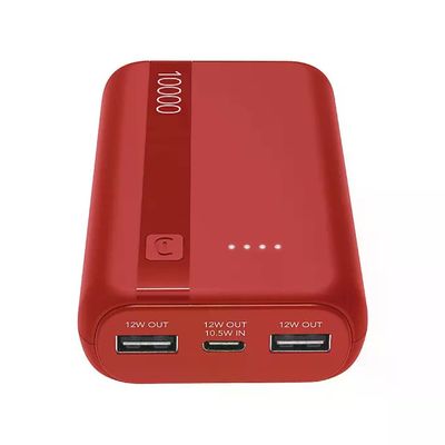 Cellularline PBENTRYCOL10000R Essential Power Bank 10000 mAh USB-C 10,5 W 2 USB-A 12 W LED colore Rosso