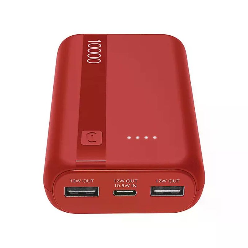 Cellularline PBENTRYCOL10000R Essential Power Bank 10000 mAh USB-C 10,5 W 2 USB-A 12 W LED colore Rosso
