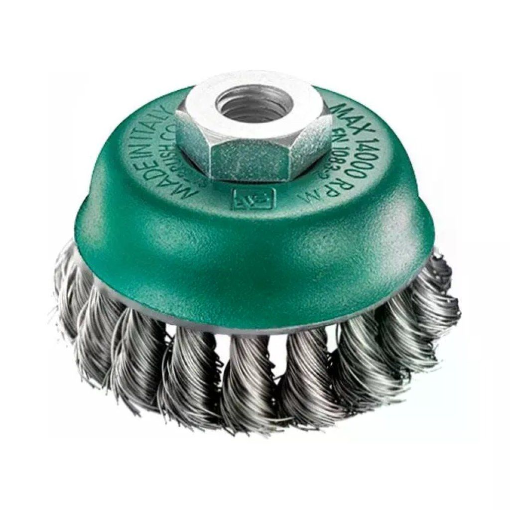 SIT 0935 Spazzola a Tazza in Acciaio Inox Diametro 70 mm Attacco M14 Filo 0