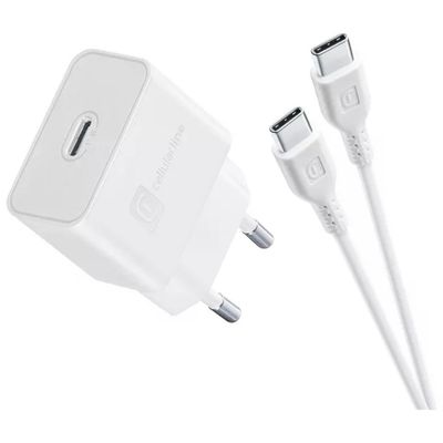 Cellularline Caricabatterie USB-C 15 W con Cavo da 1 m Bianco