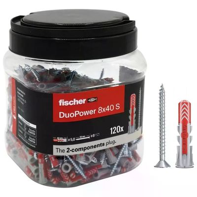 Fischer DuoPower 8×40 S con vite, confezione da 120 tasselli