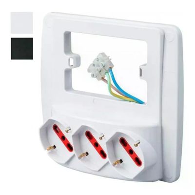 Rosi RS94133 Emilia Smart Multipresa da Parete 3 Prese Schuko Bivalenti 10-16A IP20 colore Nero