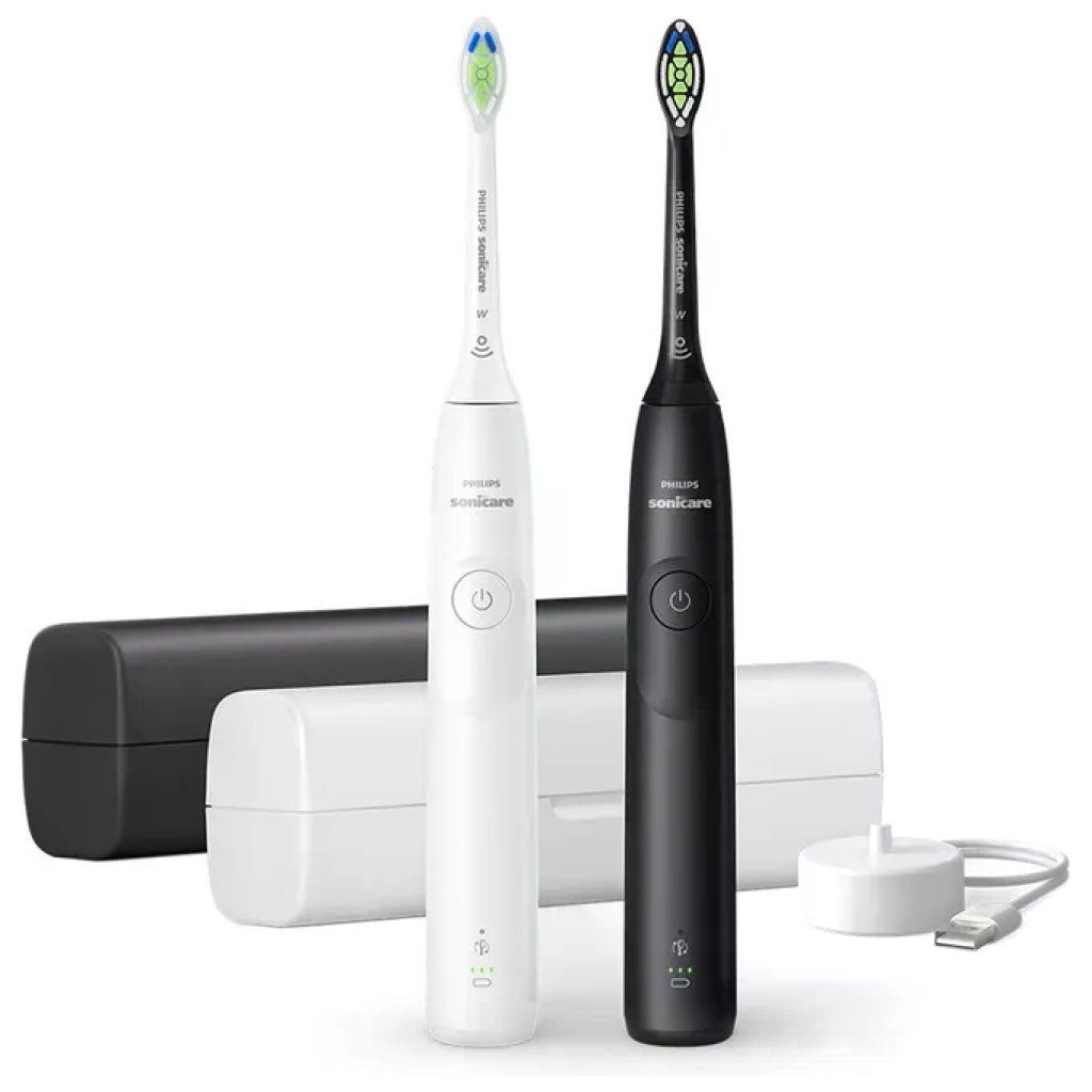 Philips HX7109-01 Spazzolino Elettrico Sonico 2 Intensita' Sensore Pressione Bianco e Nero