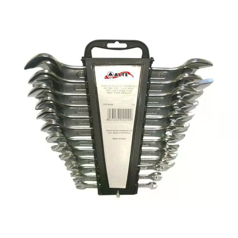 ALTE 8033266044299 04429 Chiavi Fisse 12 Pezzi Acciaio Cromo Vanadio Conforme DIN 3110 colore Nero