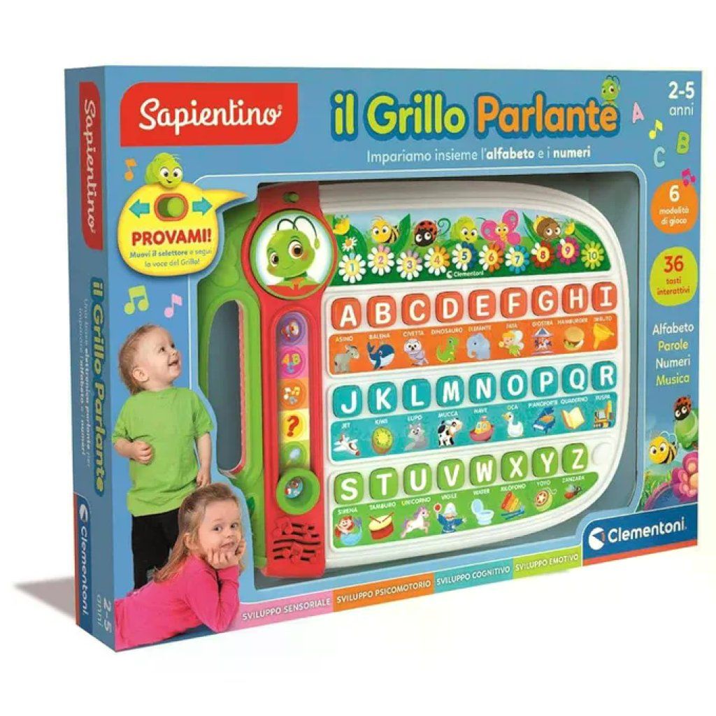 Clementoni Sapientino il Grillo Parlante 16801 gioco educativo 36 tasti interattivi 6 modalita' da 2 a 5
