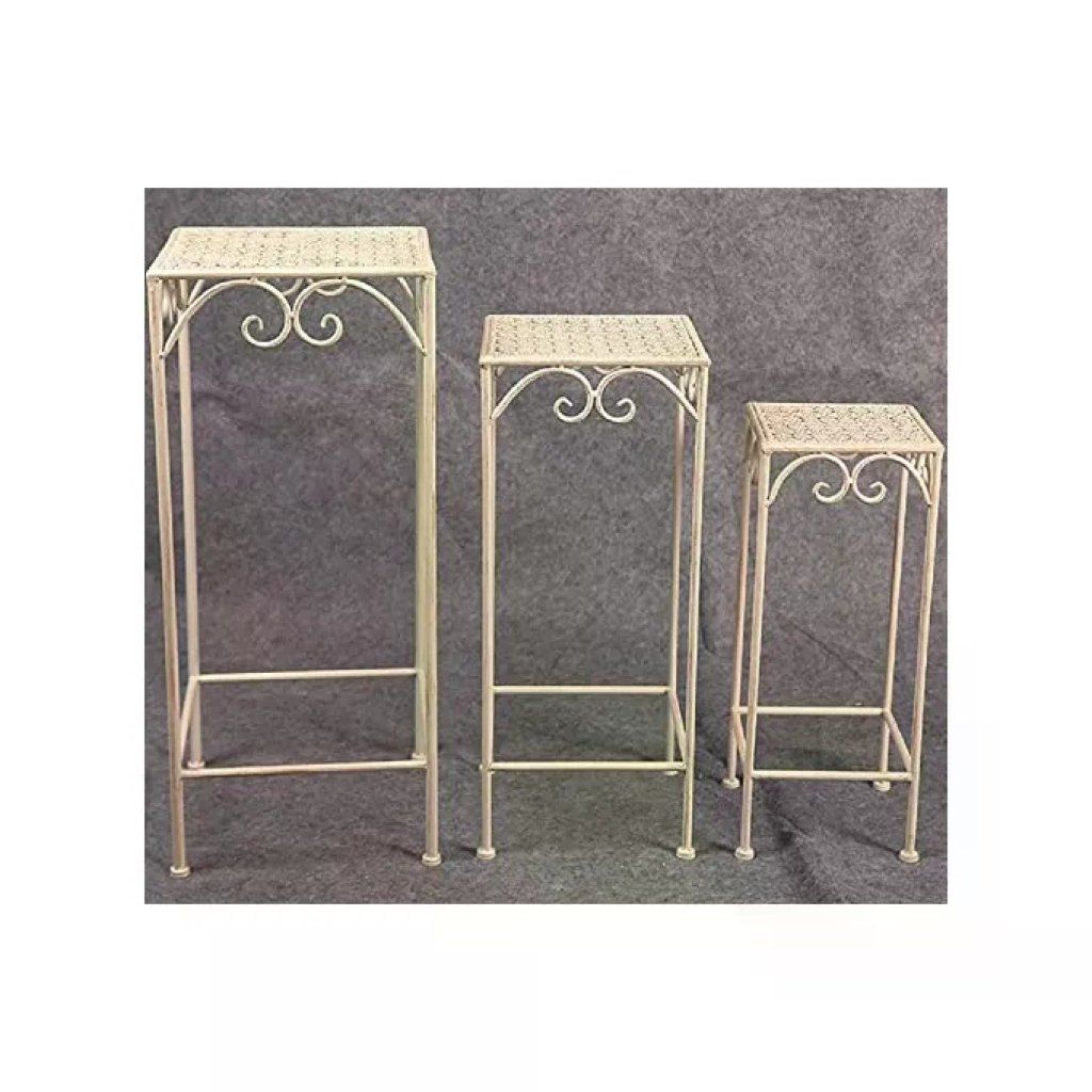 VIGOR-BLINKY Vigor 9618355 Mika Portafiori in Ferro Battuto Set da 3 Pezzi 30x70h 25x60h 20x50h cm colore Bianco