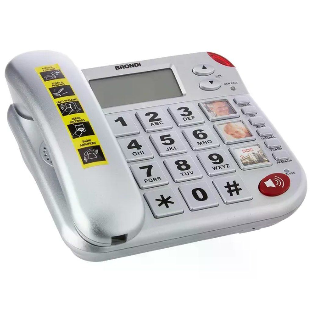 Brondi SUPERBRAVOPLUS Super Bravo Plus Telefono Fisso Analogico tasti grandi vivavoce rubrica 30 voci