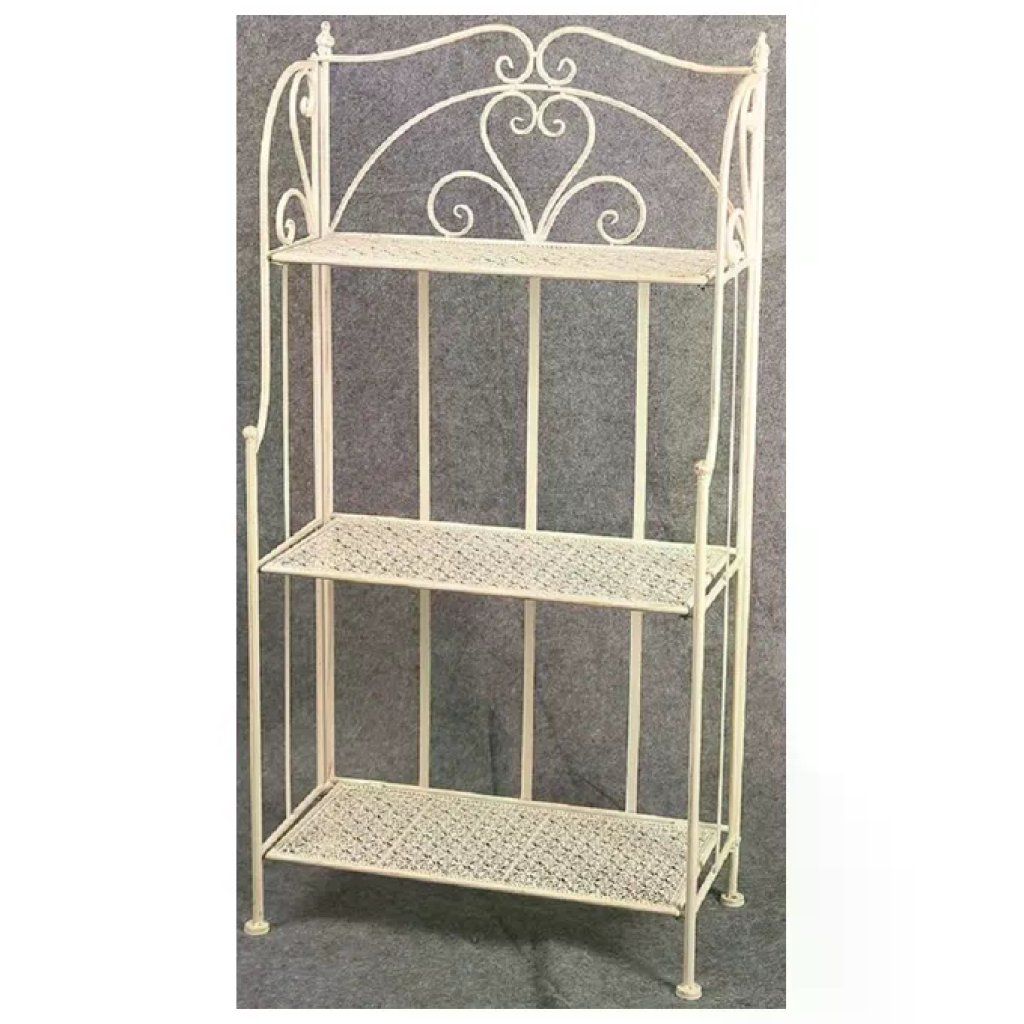 VIGOR-BLINKY Vigor 9618375 Mika Scaffale Angolare in Ferro Battuto 4 Ripiani 50x34x159 cm colore Bianco Anticato