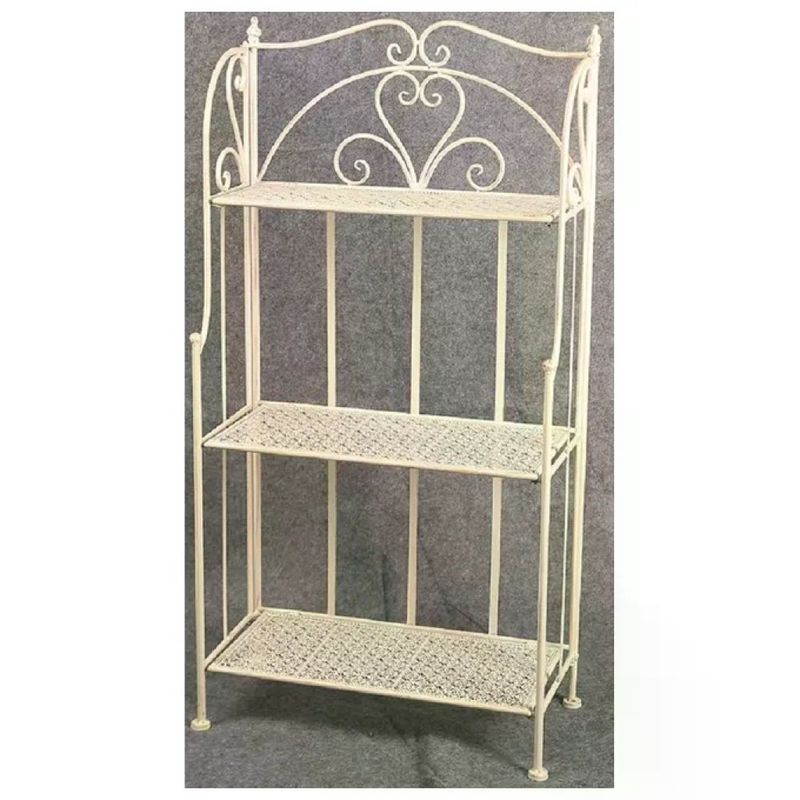 VIGOR-BLINKY Vigor 9618375 Mika Scaffale Angolare in Ferro Battuto 4 Ripiani 50x34x159 cm colore Bianco Anticato