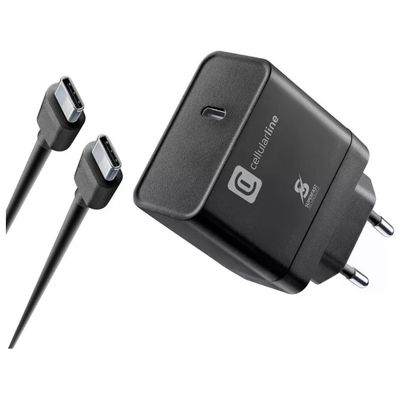 Cellularline ACHSMKITC2C45WK Super Fast Charger Kit Caricabatterie da Rete USB-C 45W Power Delivery 3 Cellularline ACHSMKITC2C45WK Super Fast Charger Kit Caricabatterie da Rete USB-C 45W Power Delivery 3