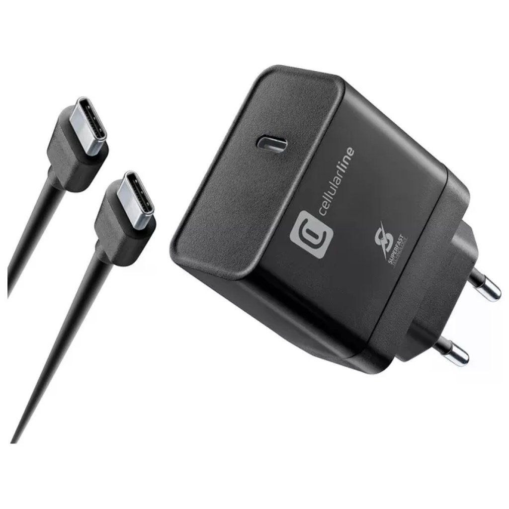 Cellularline Super Fast Charger Kit USB-C 45W con Cavo da 1 m Nero