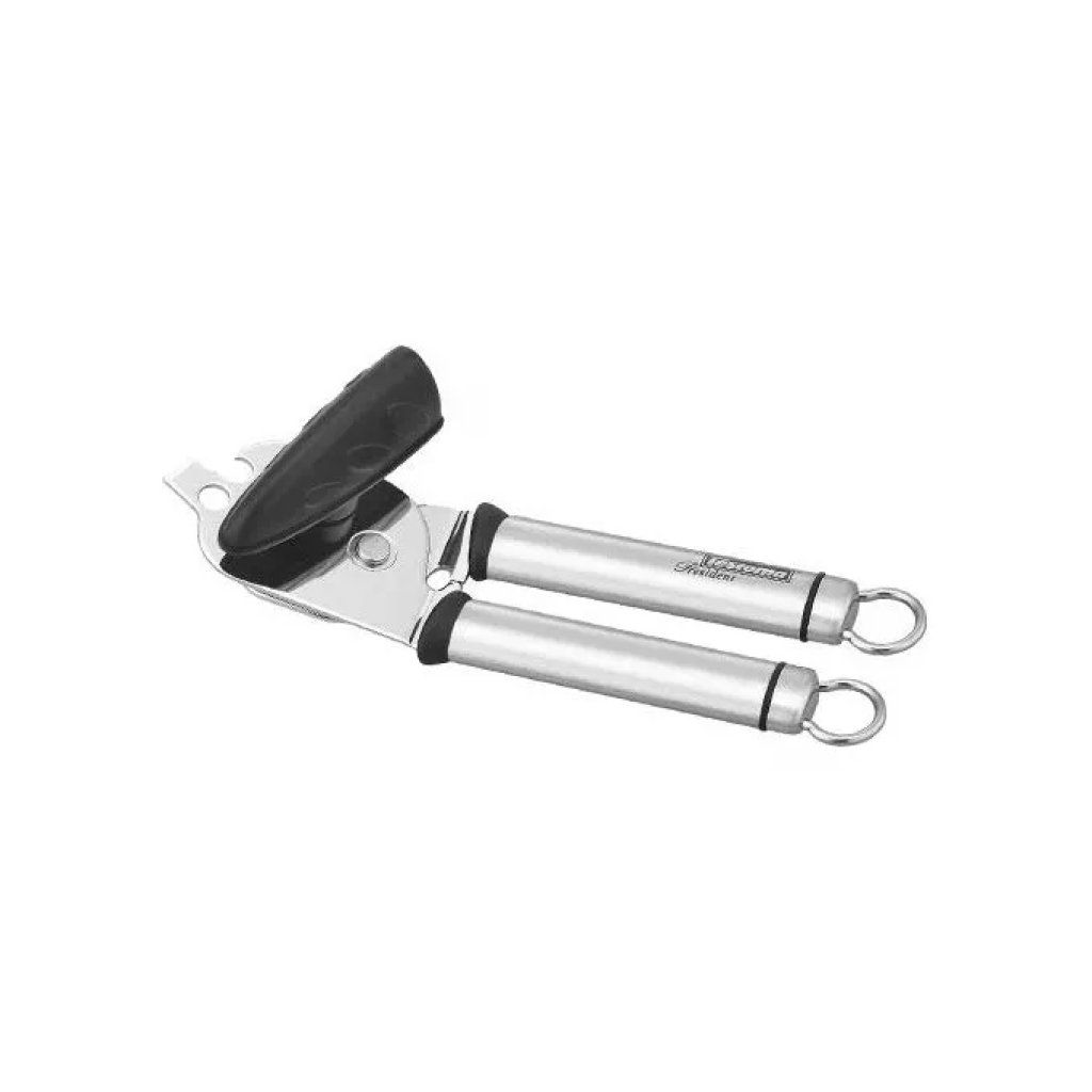 Tescoma 638646 PRESIDENT Apriscatole Meccanico con Funzione Levacapsule e Gancio per Appendere colore Nero