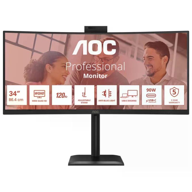 AOC Monitor PC 34'' UltraWide Quad HD LED Nero CU34E4CW