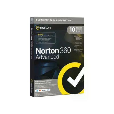 Norton 360 Advanced Antivirus per 10 dispositivi, 12 mesi, 200 GB