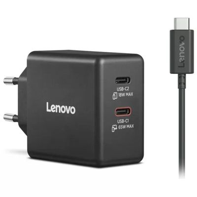 LENOVO Caricatore Lenovo GaN USB-C 65 W a 2 porte con cavo da 1,5 m