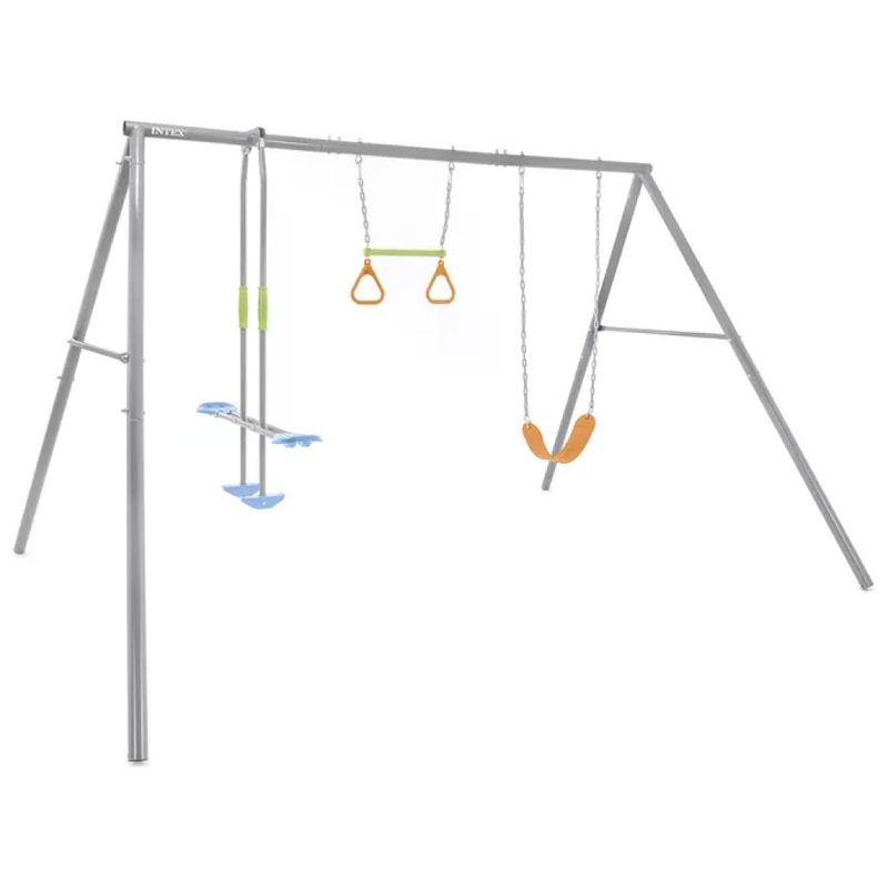 Intex 44123 Set Altalena da Giardino 3 Funzioni Dondolo e 2 Altalene Regolabili Acciaio Galvanizzato da