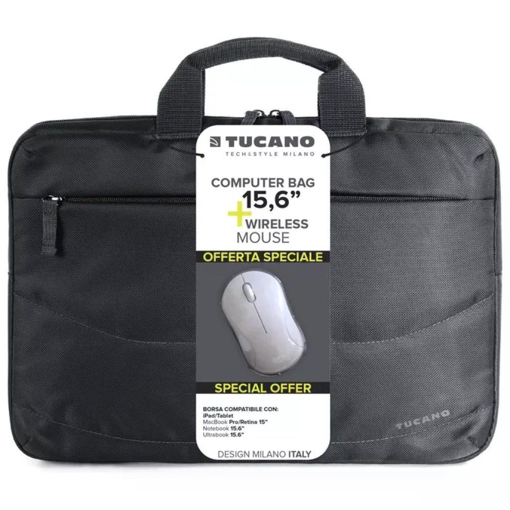 Tucano Idea Borsa per Notebook fino a 15,6″ con Mouse Wireless, Nera Tucano Idea Borsa per Notebook fino a 15,6″ con Mouse Wireless, Nera