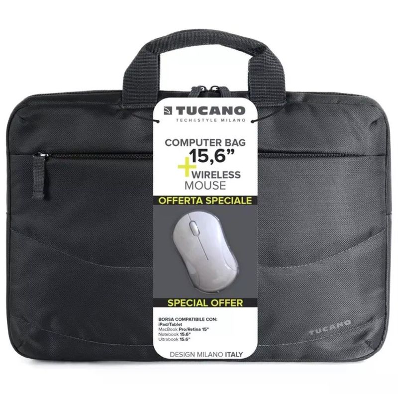 Tucano Idea Borsa per Notebook fino a 15,6″ con Mouse Wireless, Nera