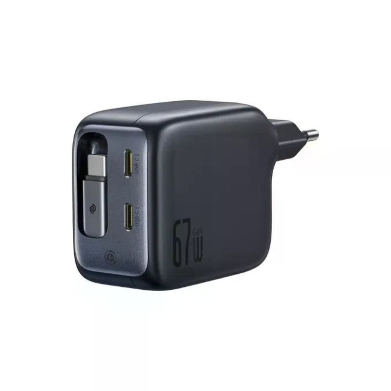Baseus E0121E00 EnerCore Caricabatterie da muro 67W con 3 porte USB-C e cavo retrattile integrato 0