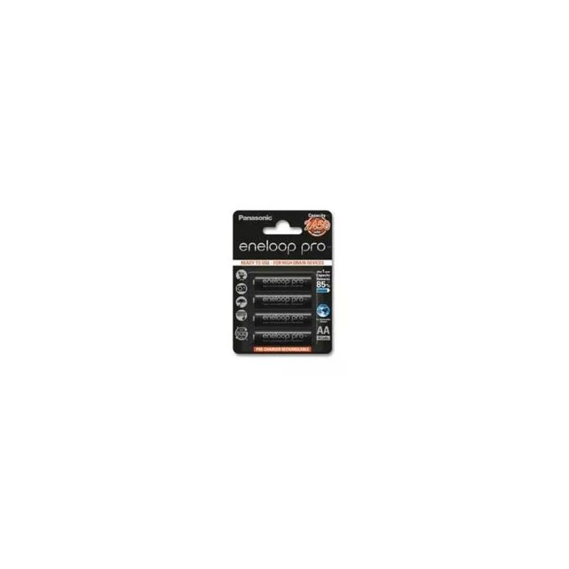 Panasonic BK-3HCCE-4BE Eneloop Pro Batterie Ricaricabili Stilo AA NiMH 1,2 V 2450 mAh 4 pz colore Nero
