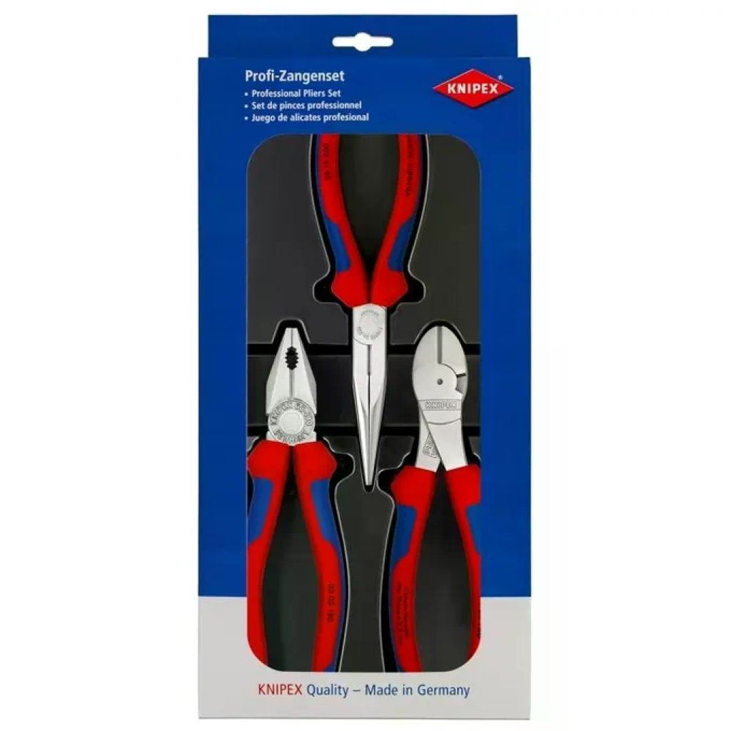 KNIPEX 00 20 11 V01 Assortimento di Utensili 3 Pezzi con Pinza Universale 180 mm Tronchese Laterale 180