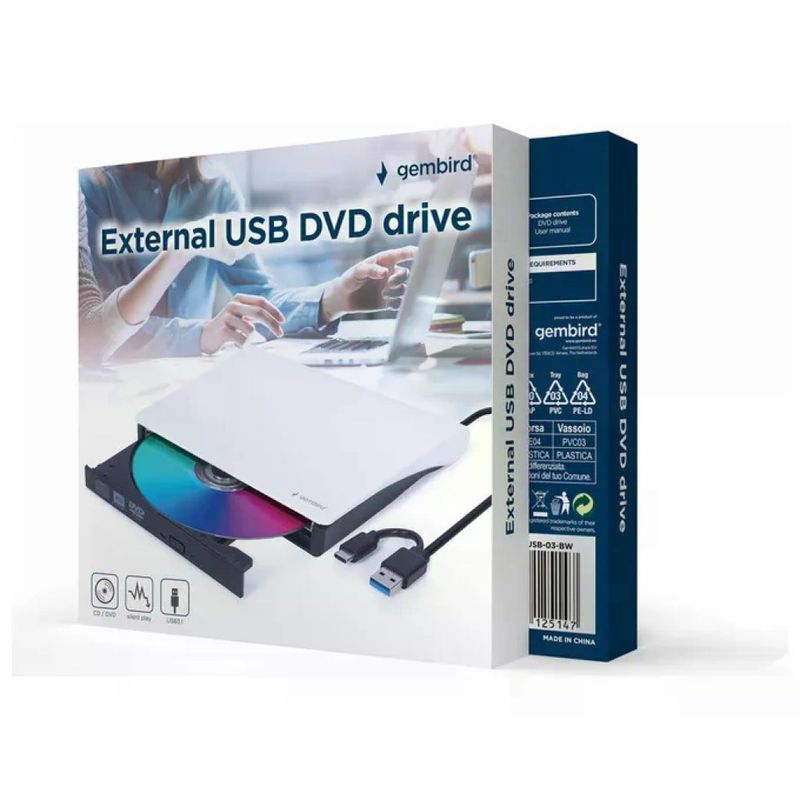 Gembird DVD-USB-03-BW Masterizzatore Esterno DVD±RW USB Type