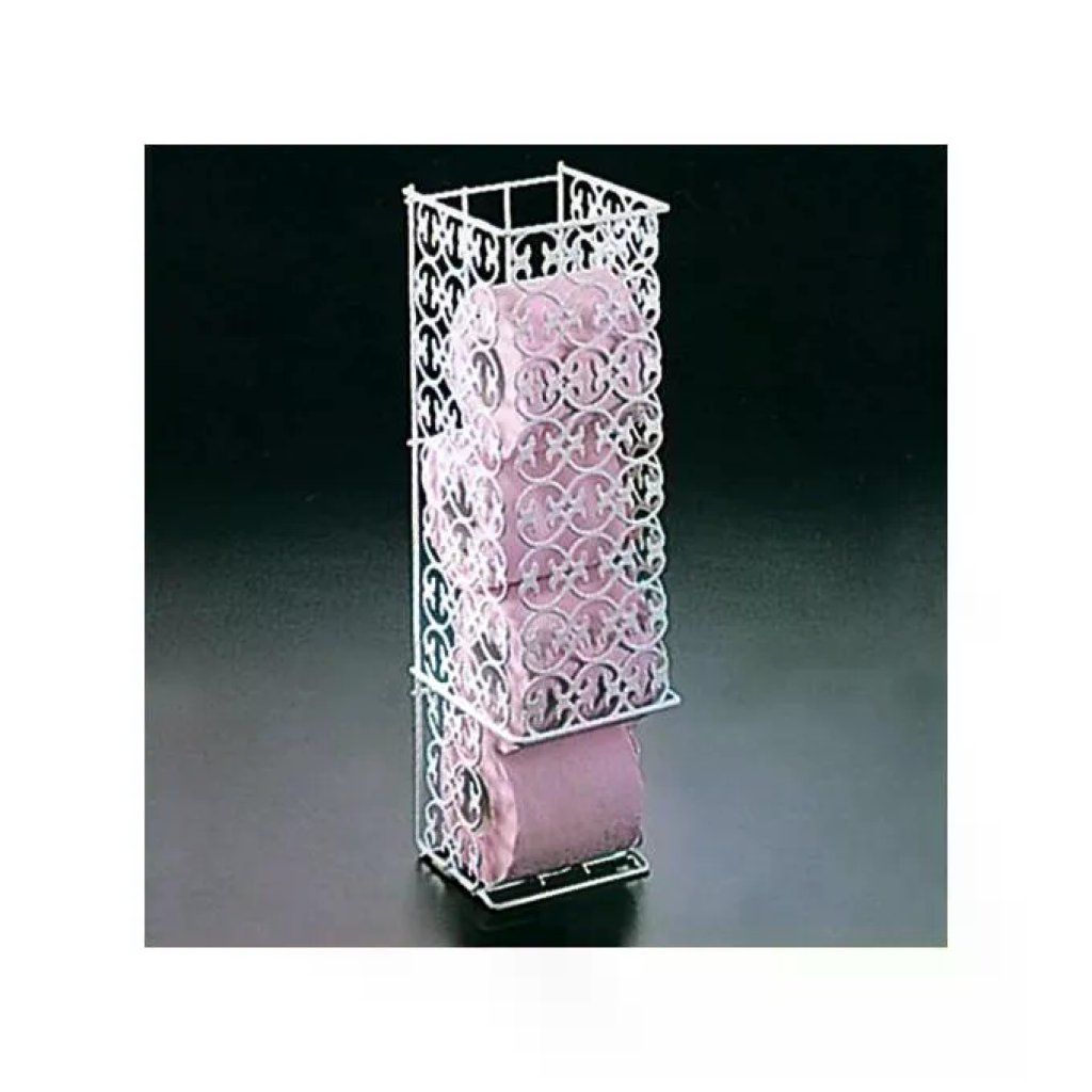 3C CASA Metaltex Florenz Porta Rotoli da Bagno da Parete, 4 Rotoli, Bianco, 13 × 14 × 46 cm