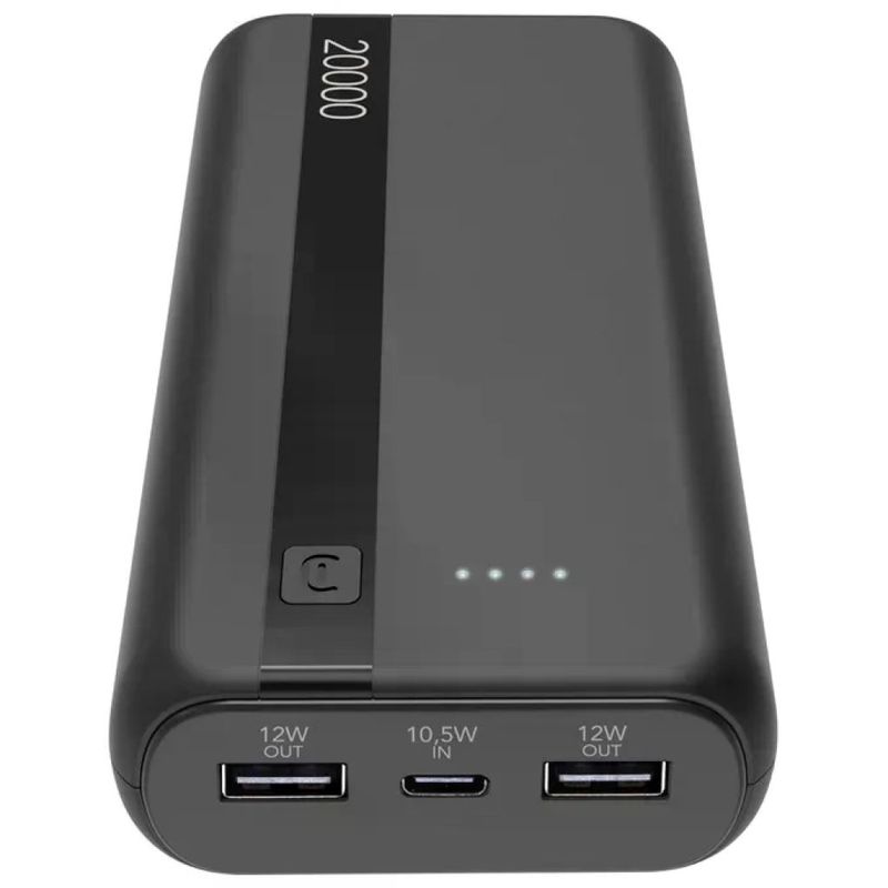 Cellularline Power Bank 20.000 mAh USB-C e 2 USB, Nero